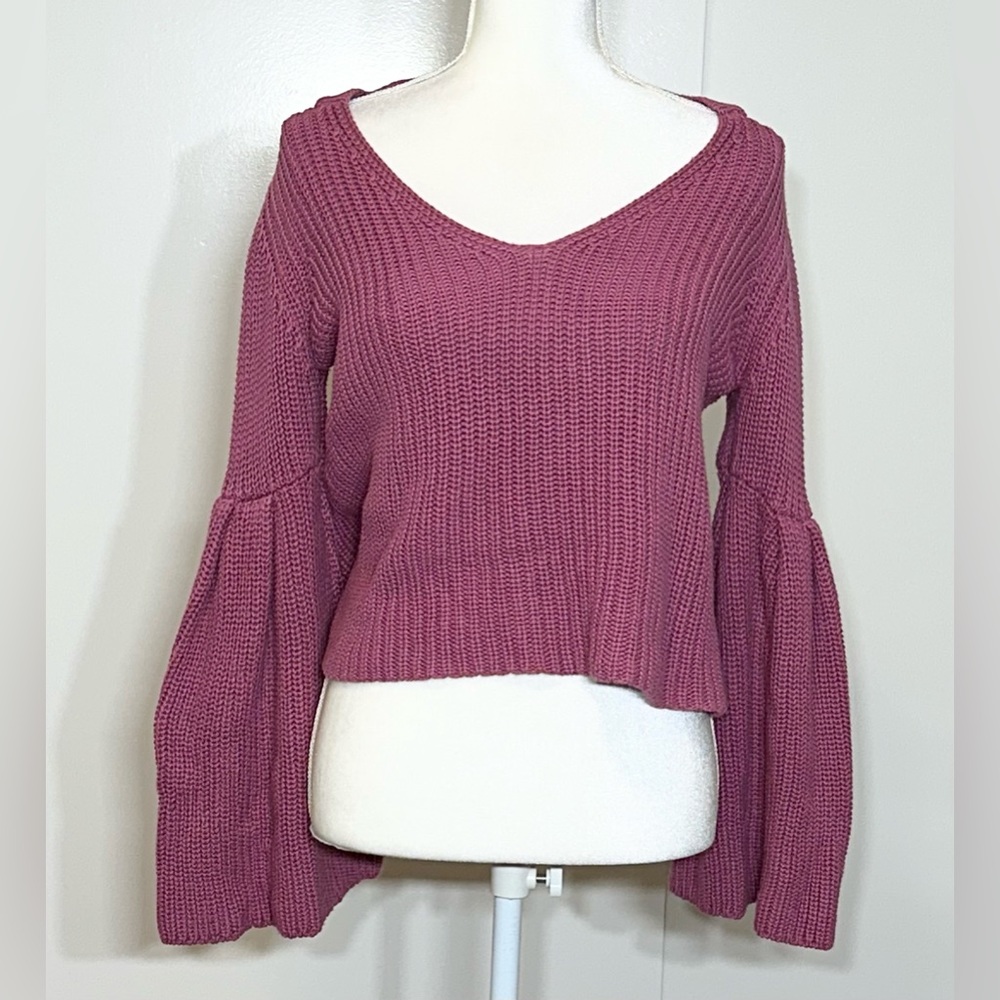 Women’s Free People Bell Sleeve Knitted Sweater Size Small Pink